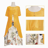 Vestido de mujer de manga corta con cuello en O