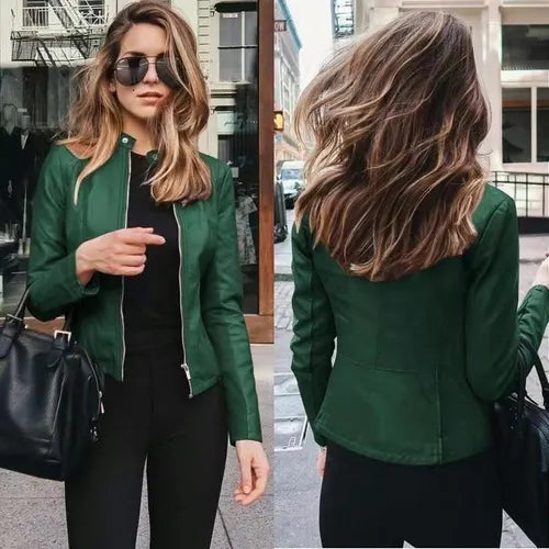 Abrigo de bicicleta para mujer, prendas de vestir de cuero PU
