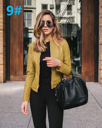 Abrigo de bicicleta para mujer, prendas de vestir de cuero PU