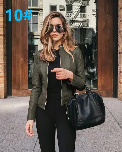Abrigo de bicicleta para mujer, prendas de vestir de cuero PU