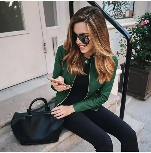 Abrigo de bicicleta para mujer, prendas de vestir de cuero PU